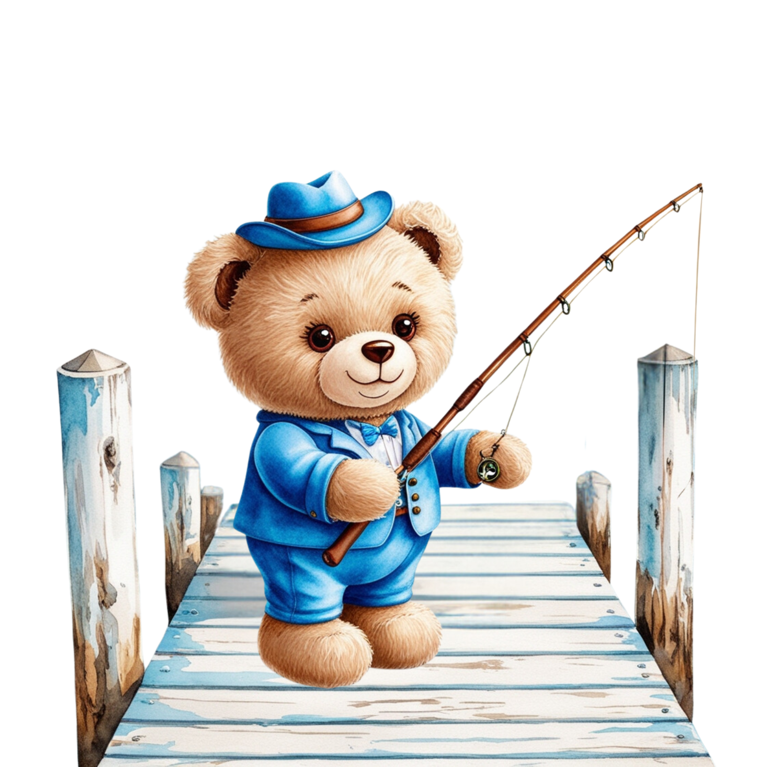 Bear Fishing on a Wooden Pier
