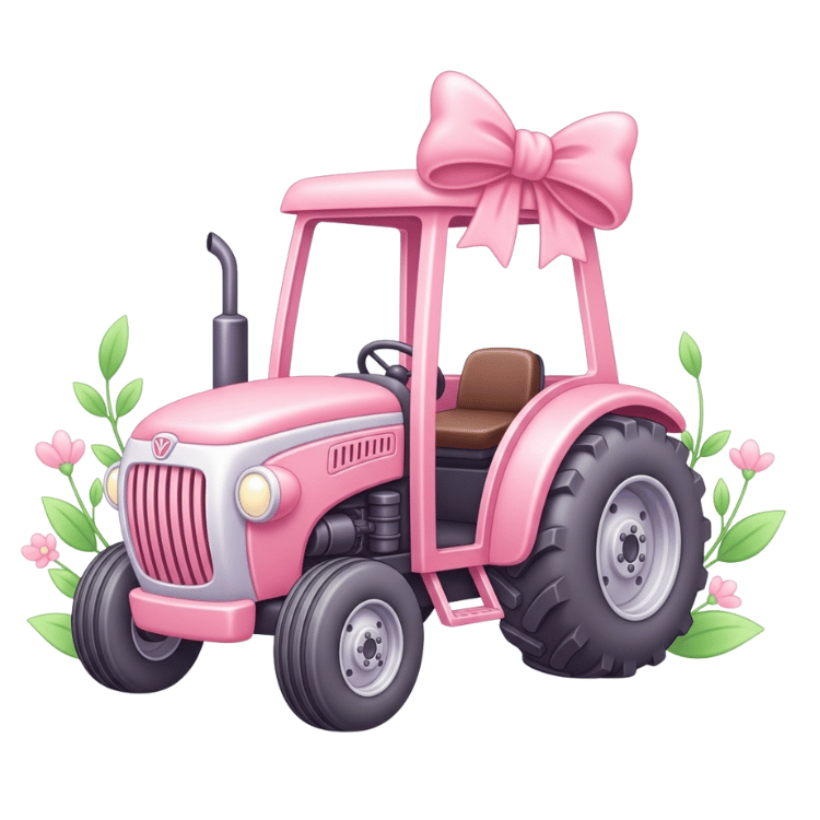 Free Pink Tractor Clipart with Big Bow