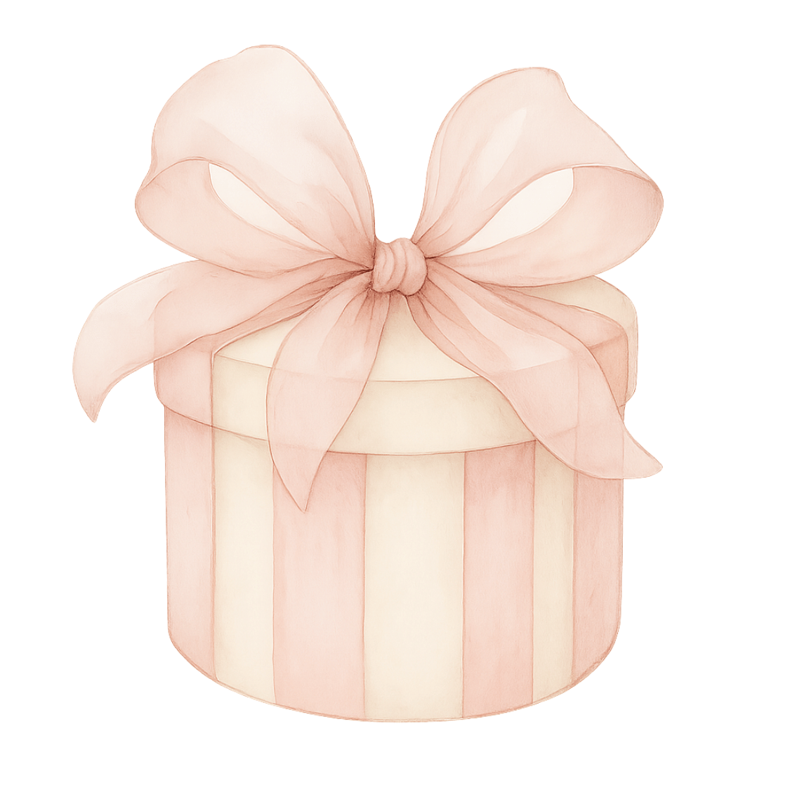 Free Pink Gift Box Clipart – Watercolor Round Box with Bow