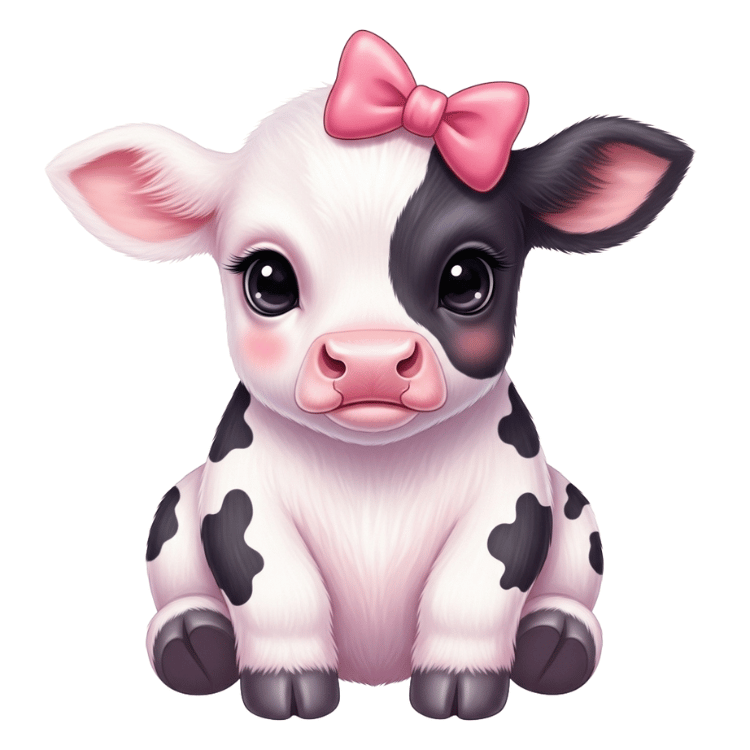 Free Cute Baby Cow Clipart with Pink Bow