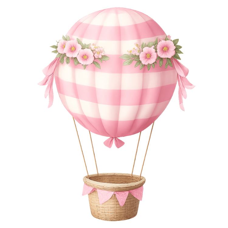 Free Pink Hot Air Balloon Baby Shower Clipart