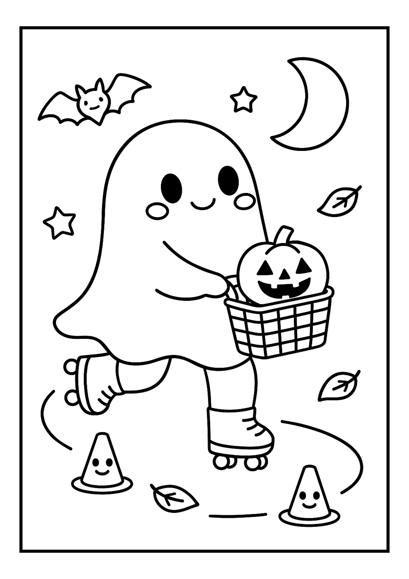 Free Halloween Ghost Coloring Pages – Cute Sports Set (PDF, 300 DPI)