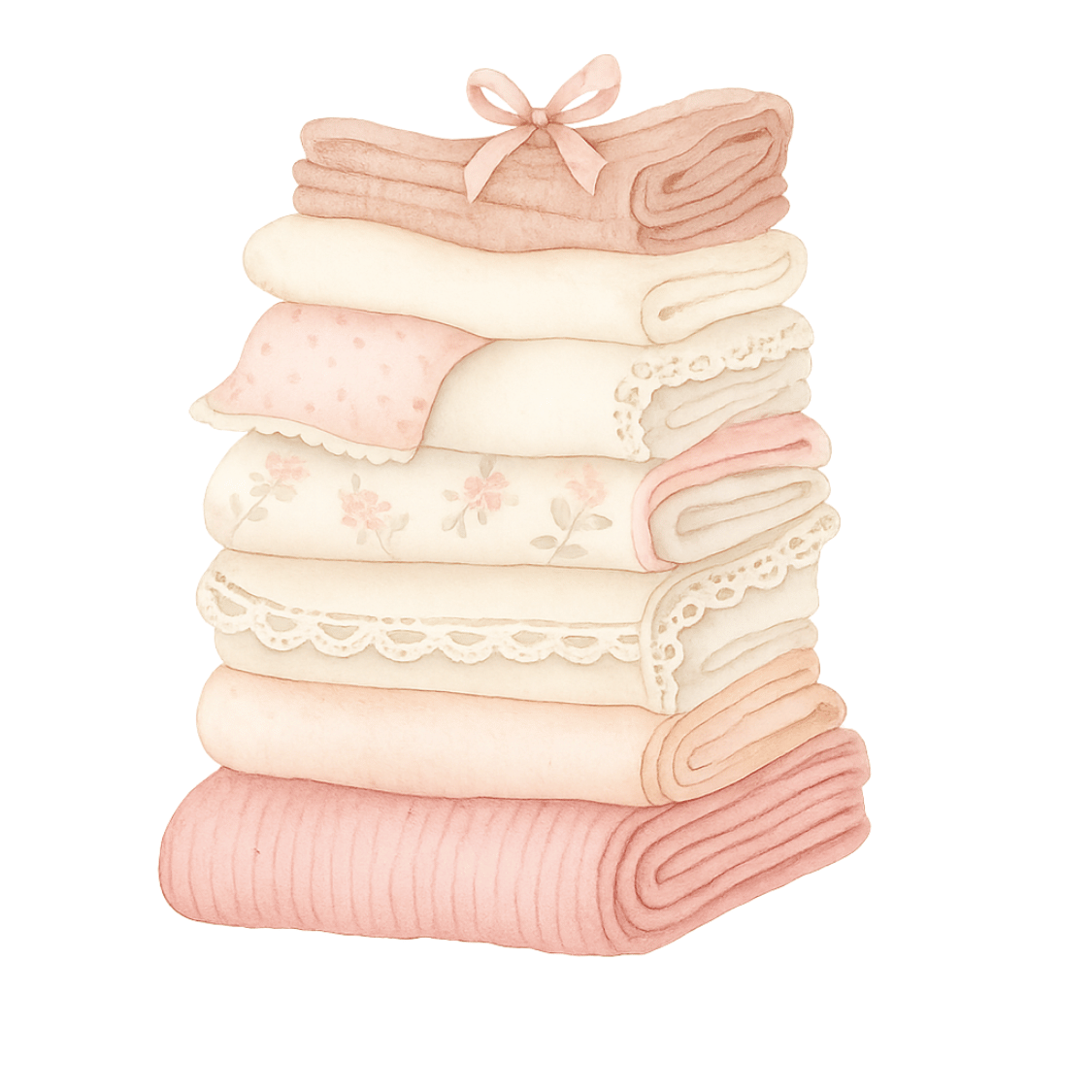 Free Baby Blankets Clipart – Stacked Pastel Linens Watercolor