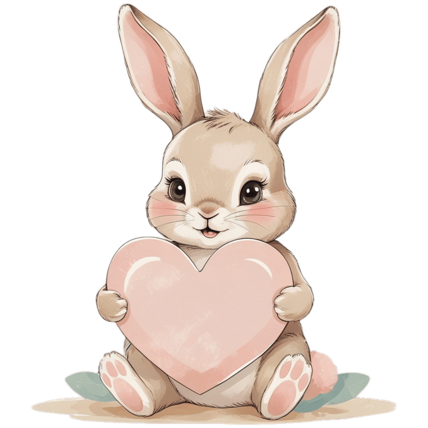 FREE Watercolor Bunny with Heart Clipart