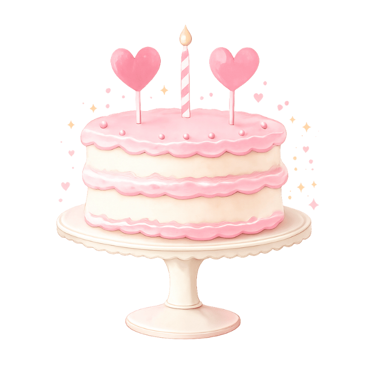 Free Pink Heart Cake Clipart for Baby Shower Girl