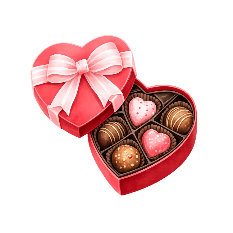 Free Watercolor Valentine Chocolate Box Clipart