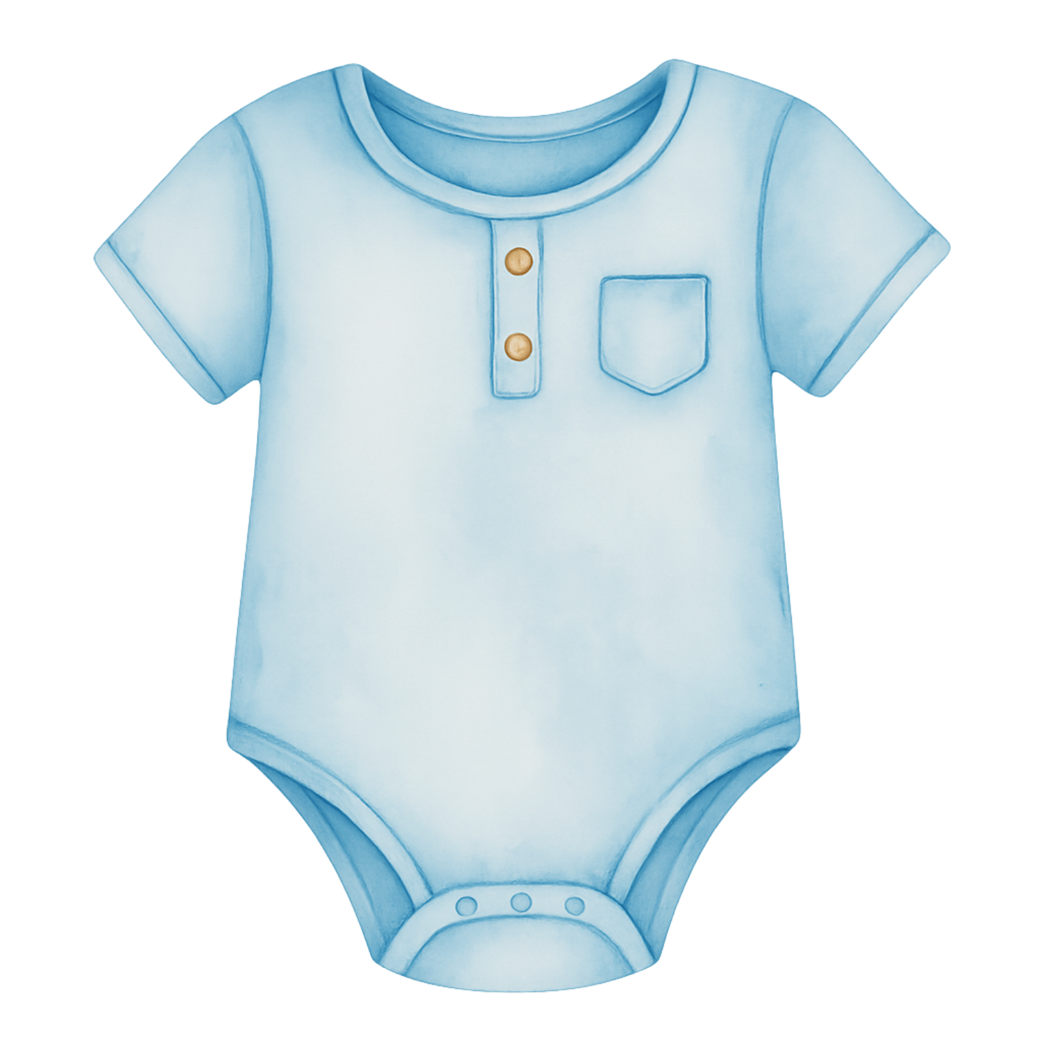 Free Watercolor Baby Onesie Clipart – Blue Henley Bodysuit