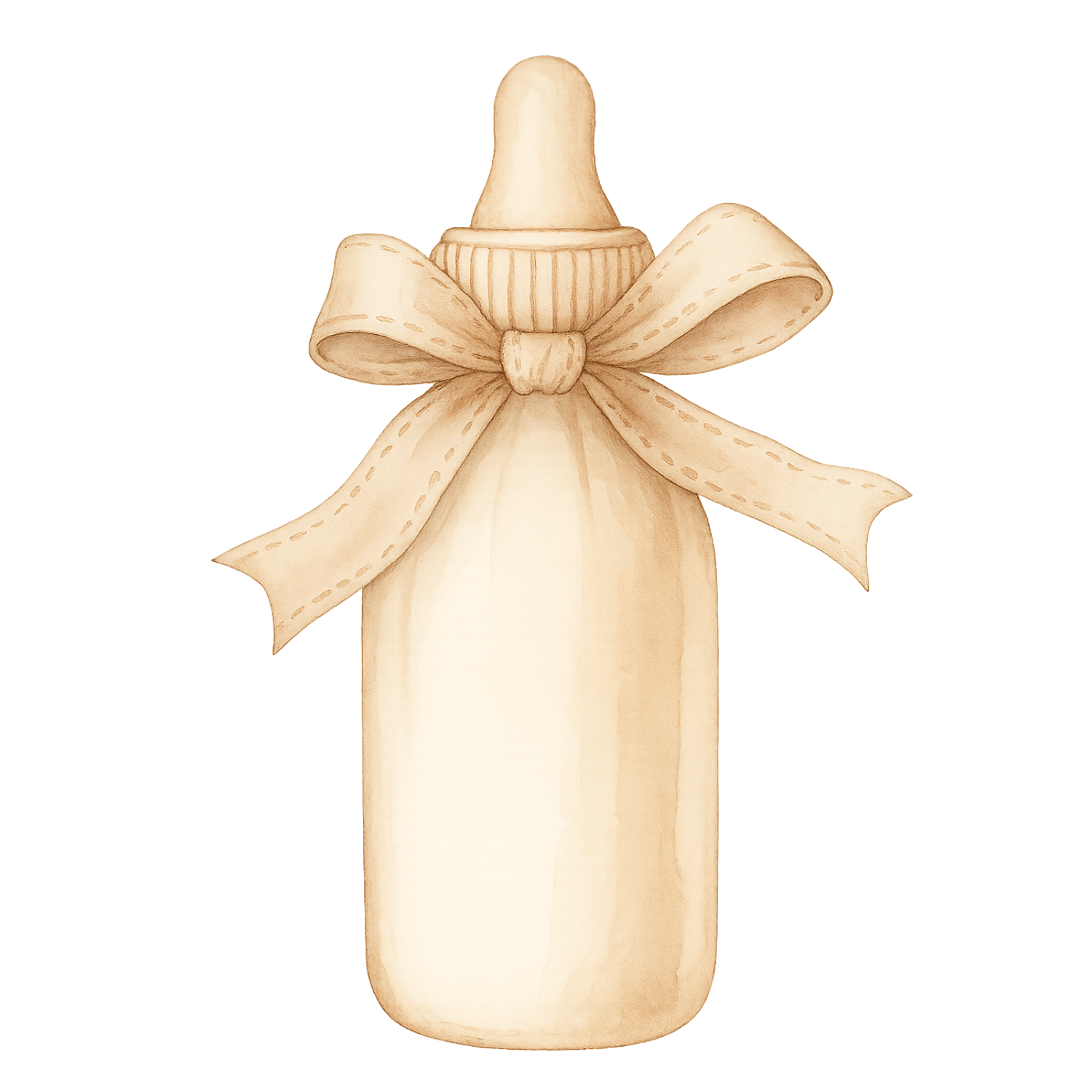 Free Neutral Baby Bottle with Bow Clipart