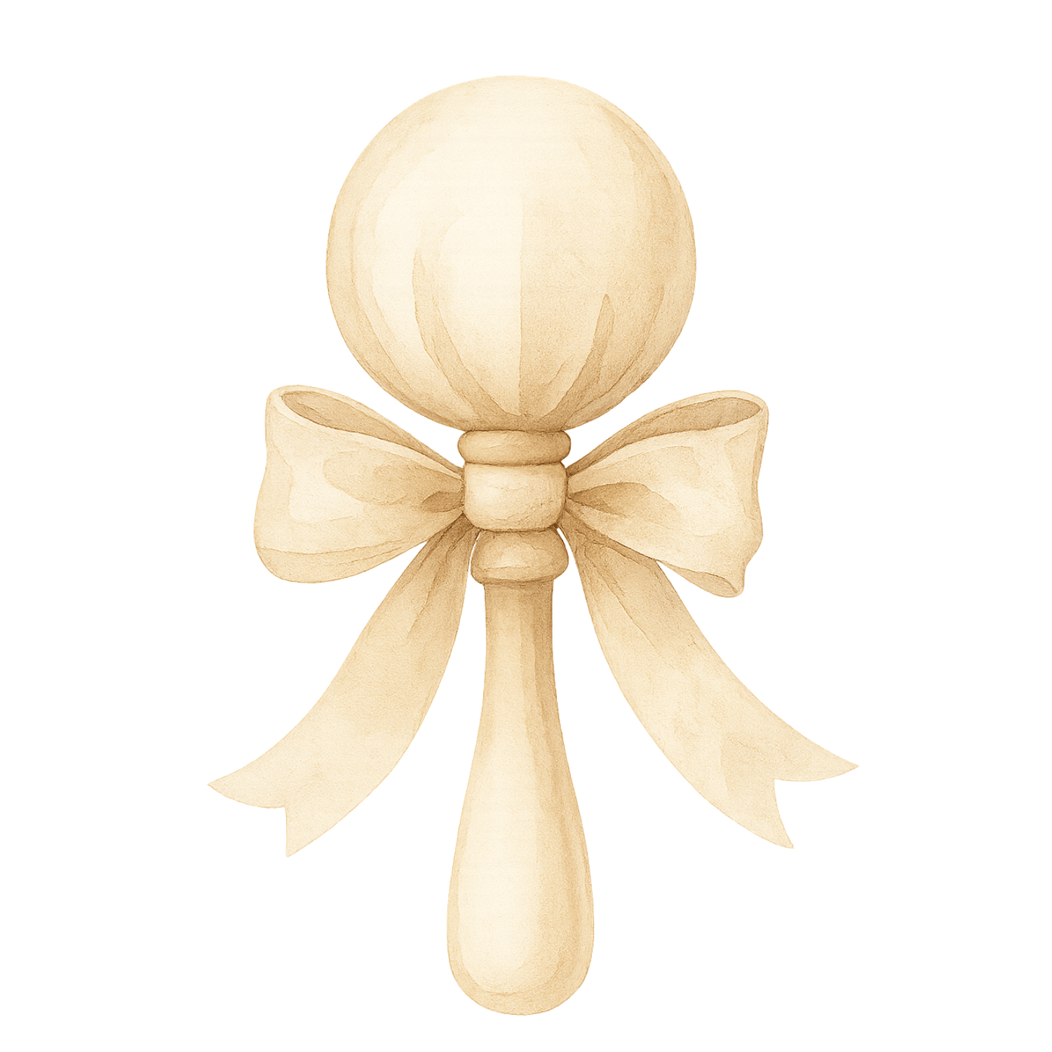 Free Neutral Baby Rattle with Bow Clipart