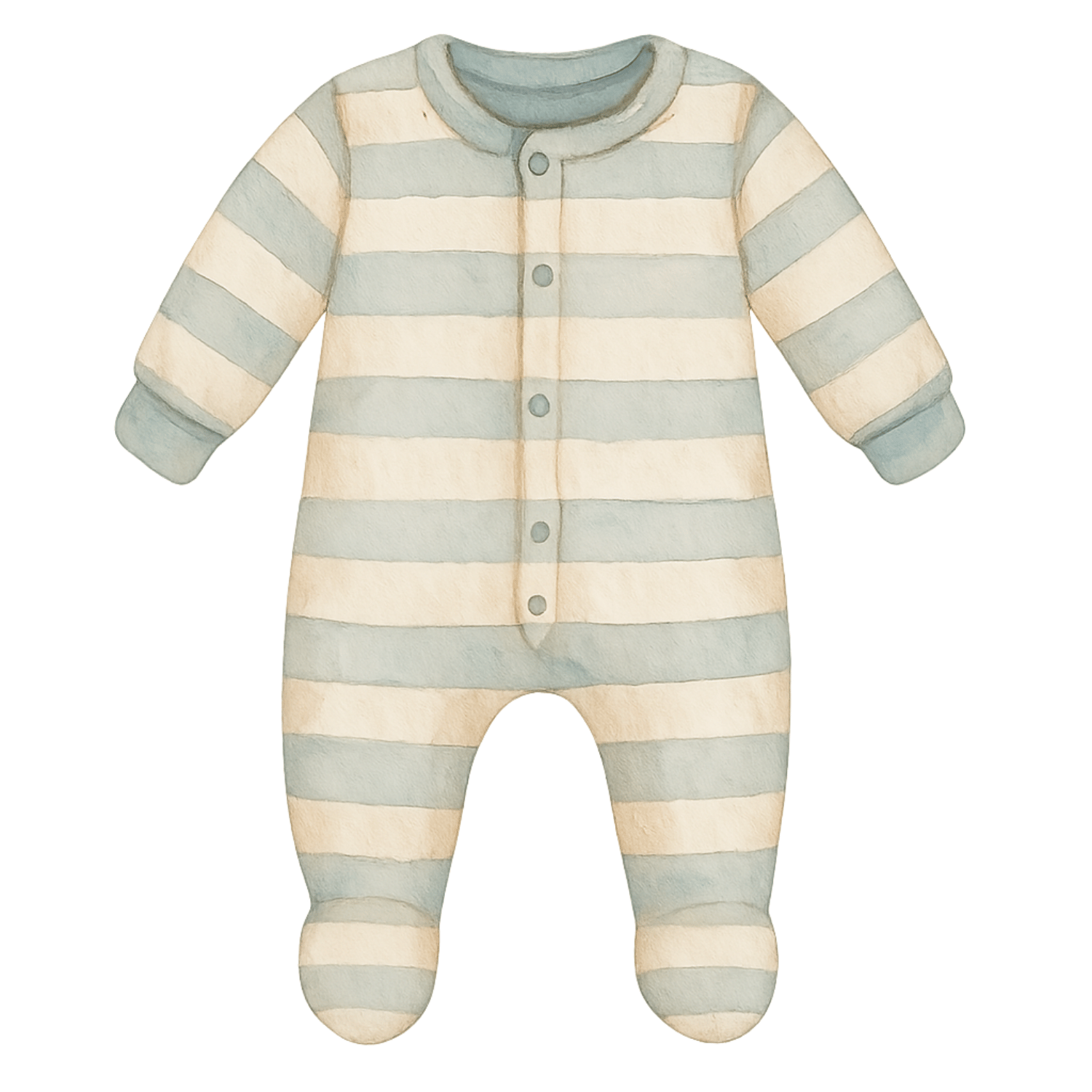 Free Watercolor Baby Sleepsuit Clipart – Striped Footed Pajamas