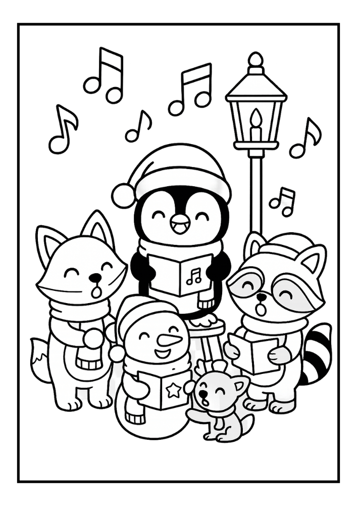 Free Cute Christmas Penguin Coloring Pages Set