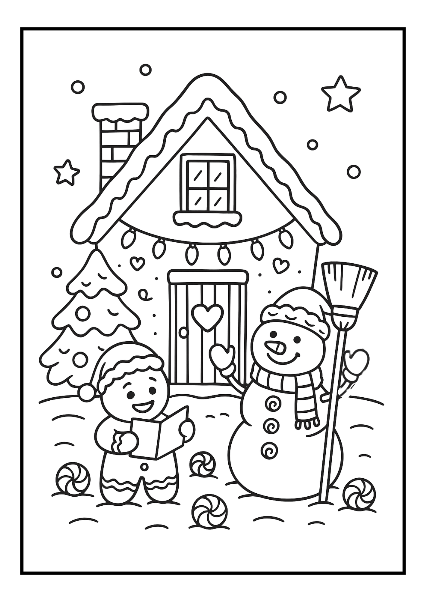 Free Gingerbread House Christmas Coloring Pages – 10 Cute Printables (PDF, 300 DPI)