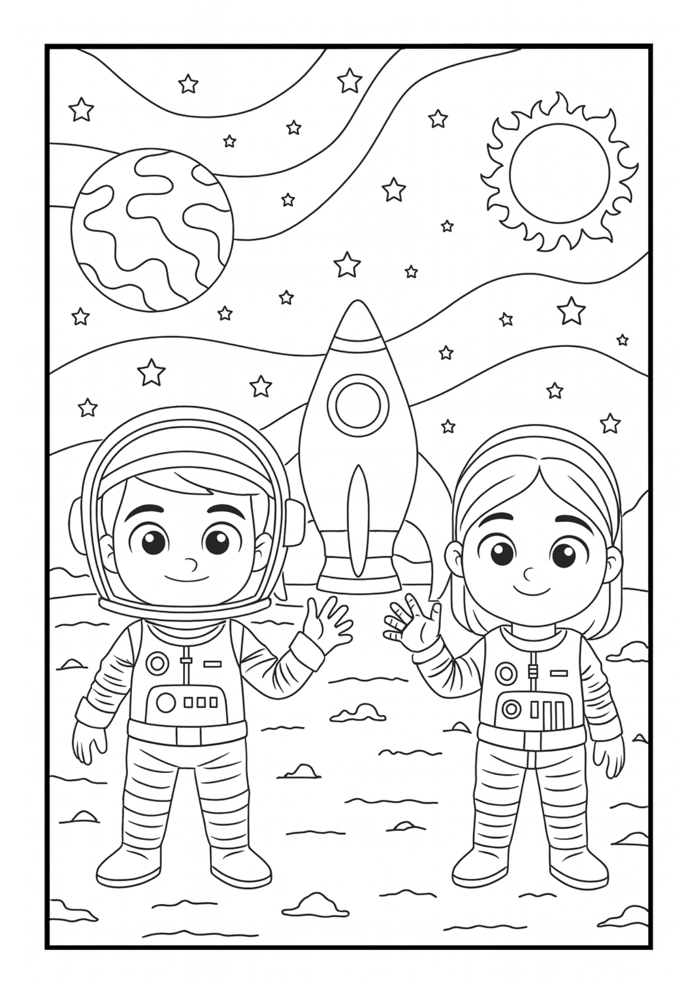 Free Cute Astronaut Coloring Pages Set (PDF)