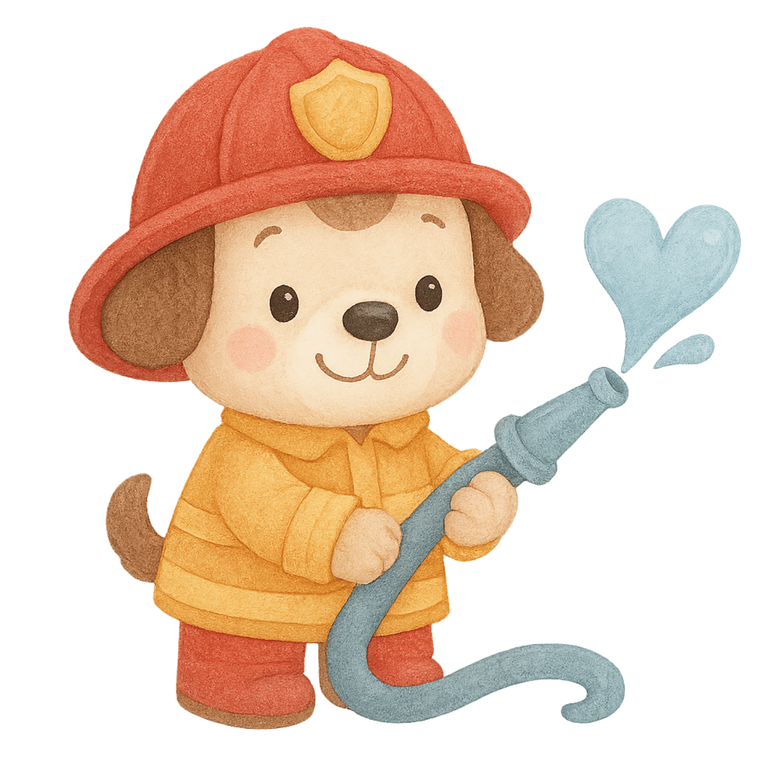 Free Cute Puppy Firefighter Clipart (PNG, 300 DPI)