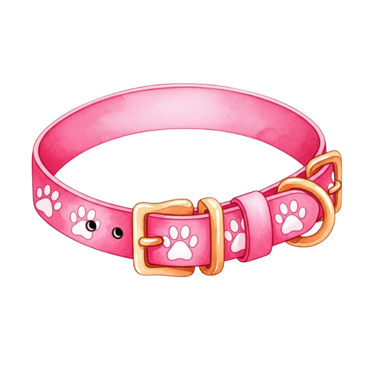 Free Pink Dog Collar Clipart with Paw Prints