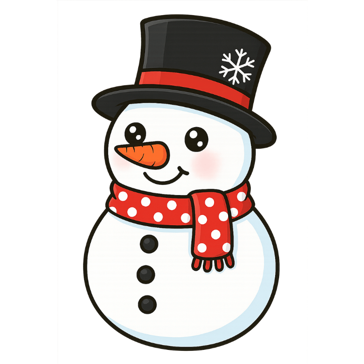 Free Cute Snowman with Top Hat Clipart
