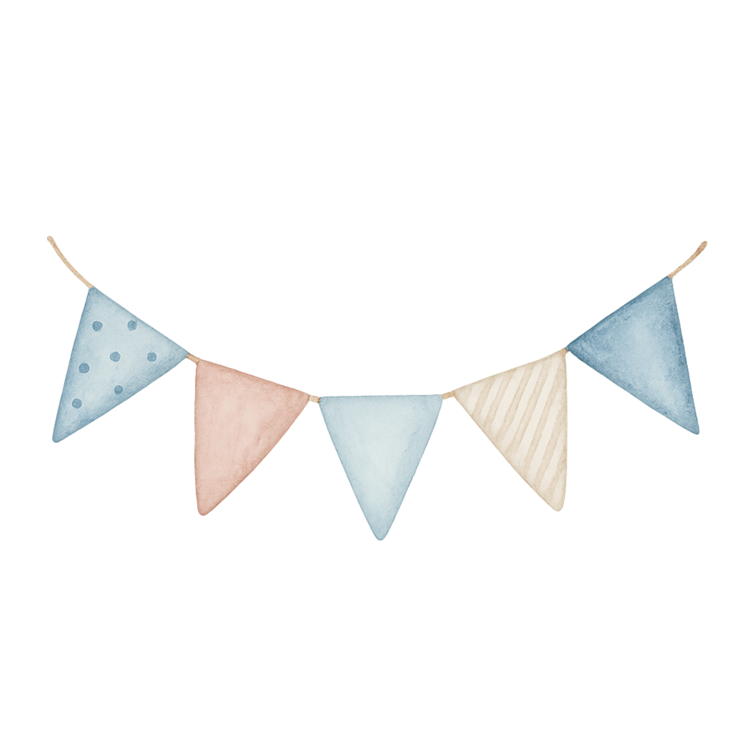 Free Watercolor Bunting Banner Clipart – Pastel Blue Flags