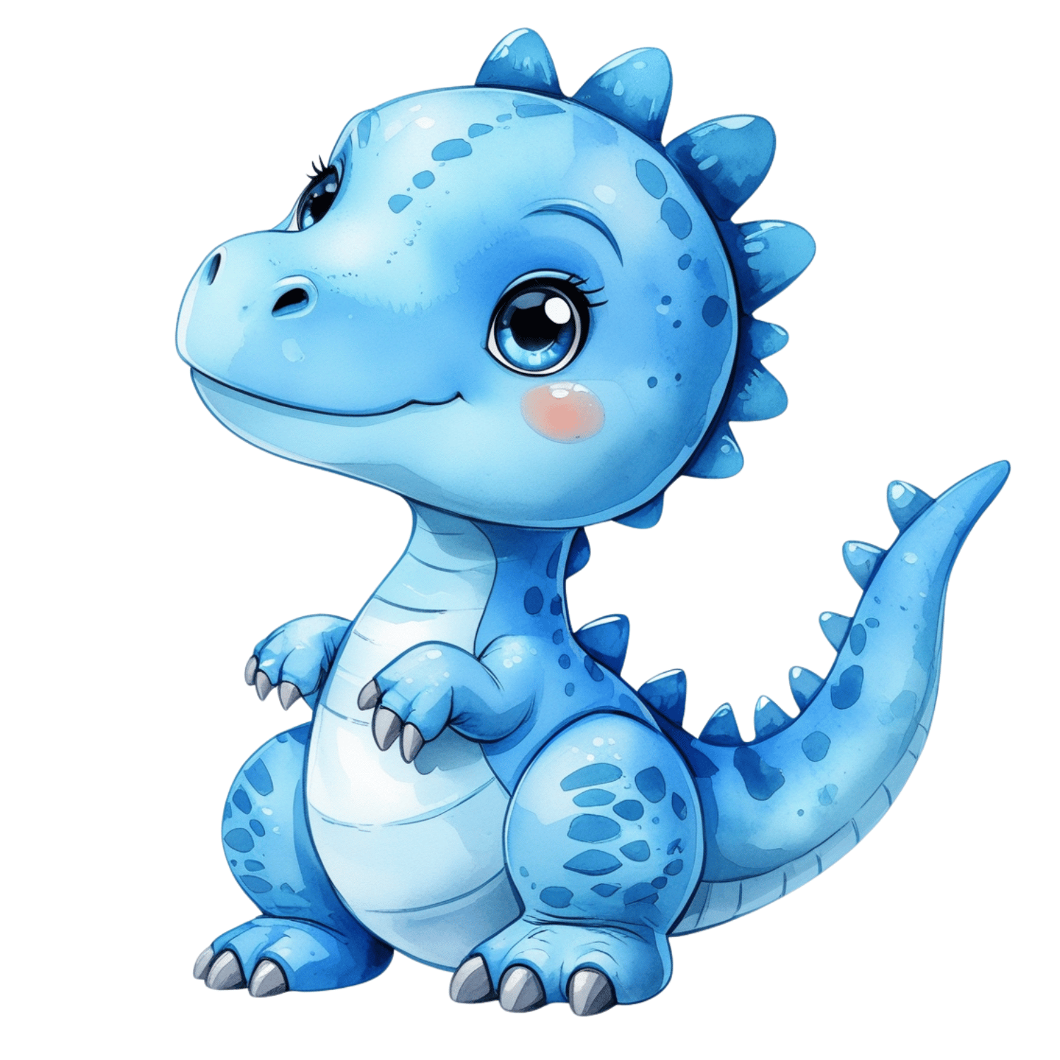 Cute Watercolor Blue Baby Dino