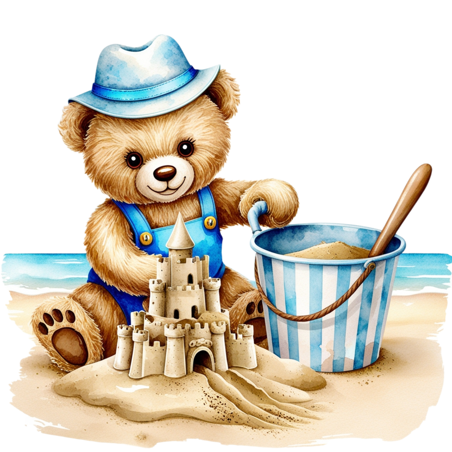 Free Teddy Bear Building Sandcastle Clipart (PNG) – Dapper Bear