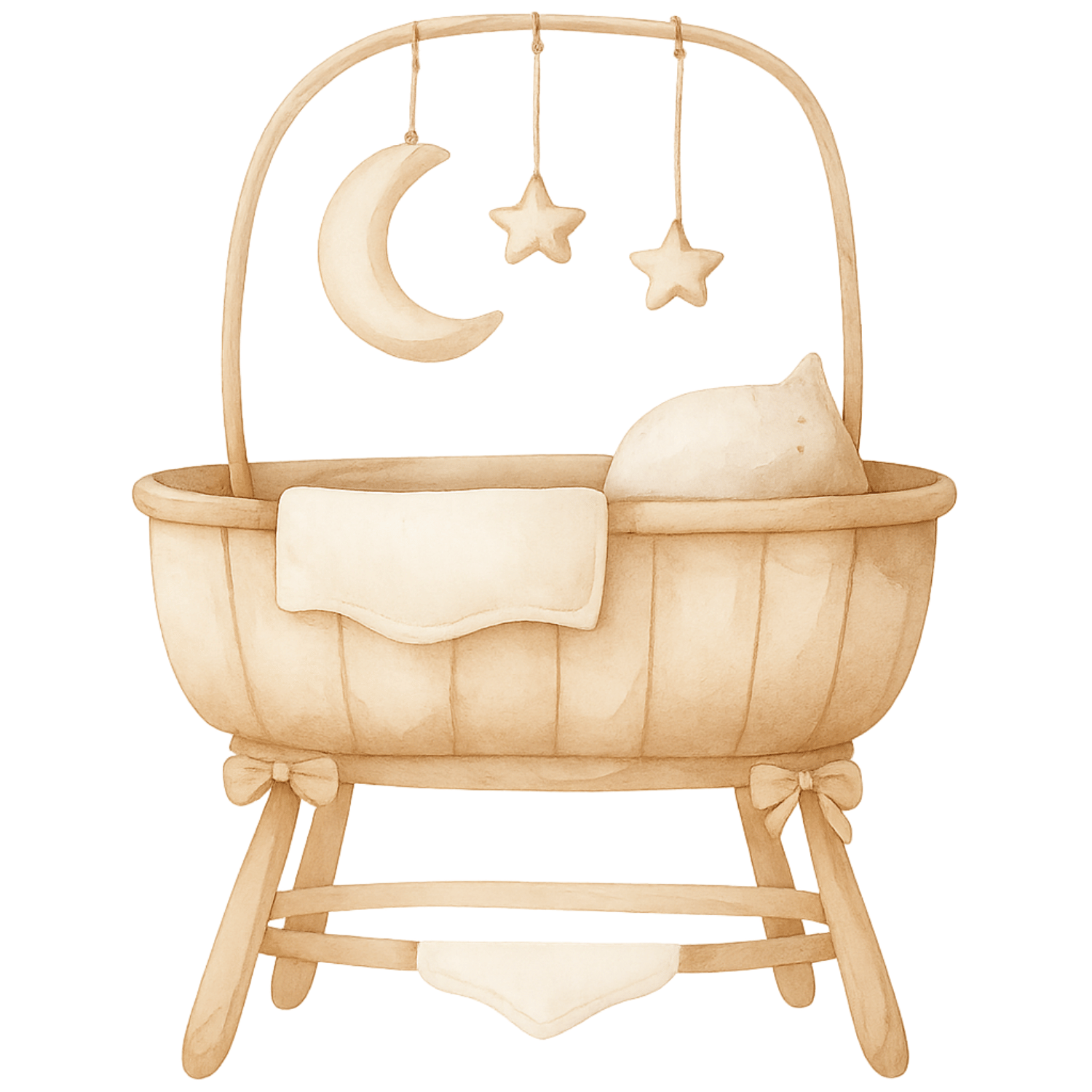 Free Baby Bassinet with Moon & Stars Mobile Clipart