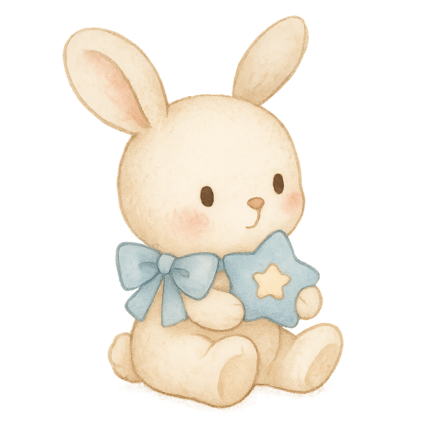 Free Baby Bunny Clipart with Blue Bow & Star