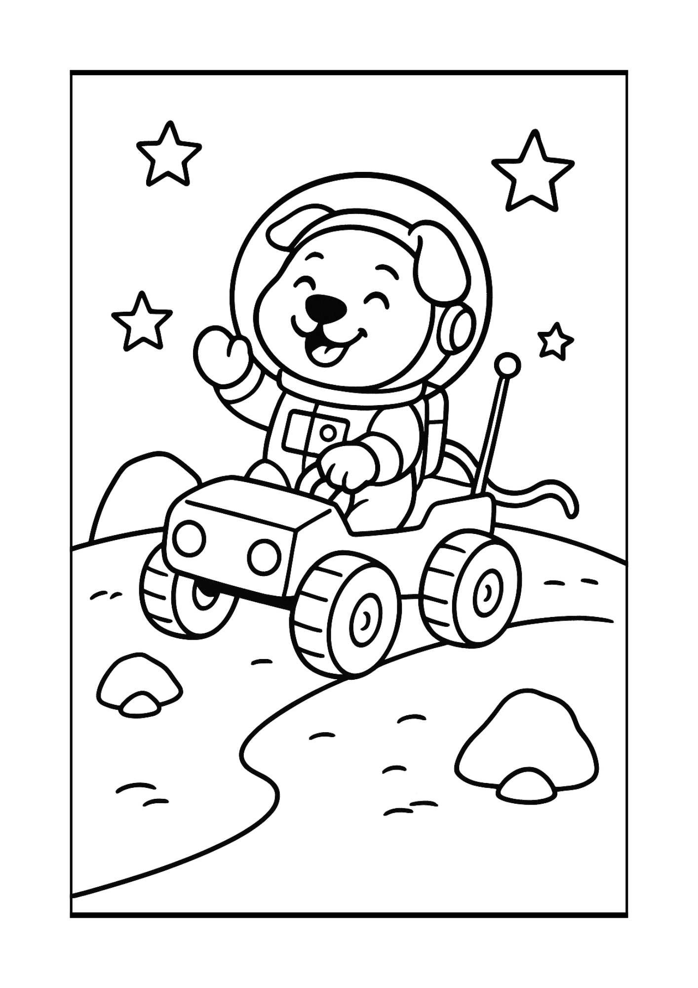 Free Cute Space Puppy Astronaut Coloring Pages (PDF, 300 DPI)