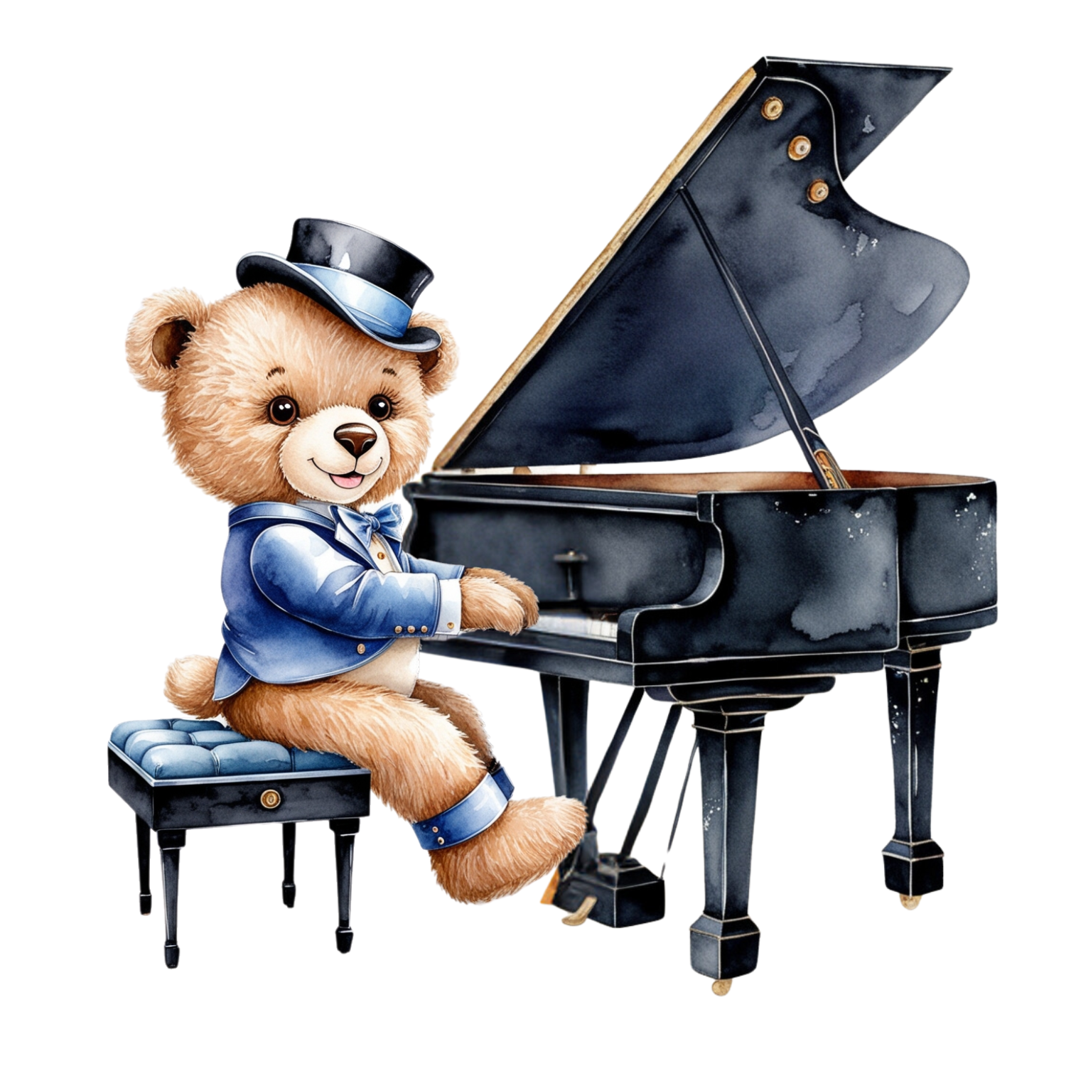 Free Teddy Bear at Grand Piano Clipart (PNG) – Dapper Bear