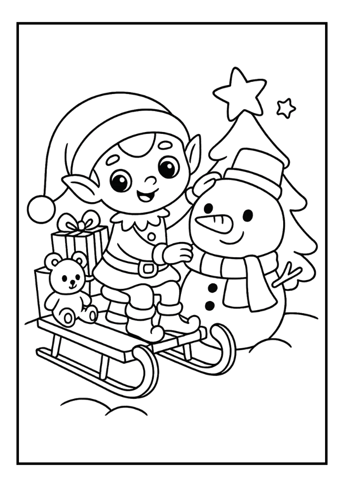 Free Christmas Elf Coloring Pages Set