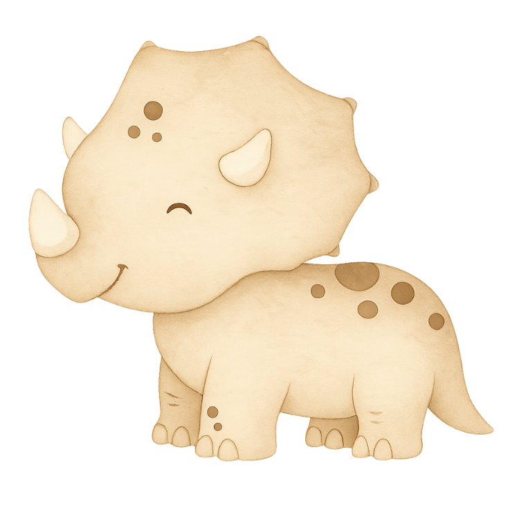 Free Cute Watercolor Baby Triceratops Clipart