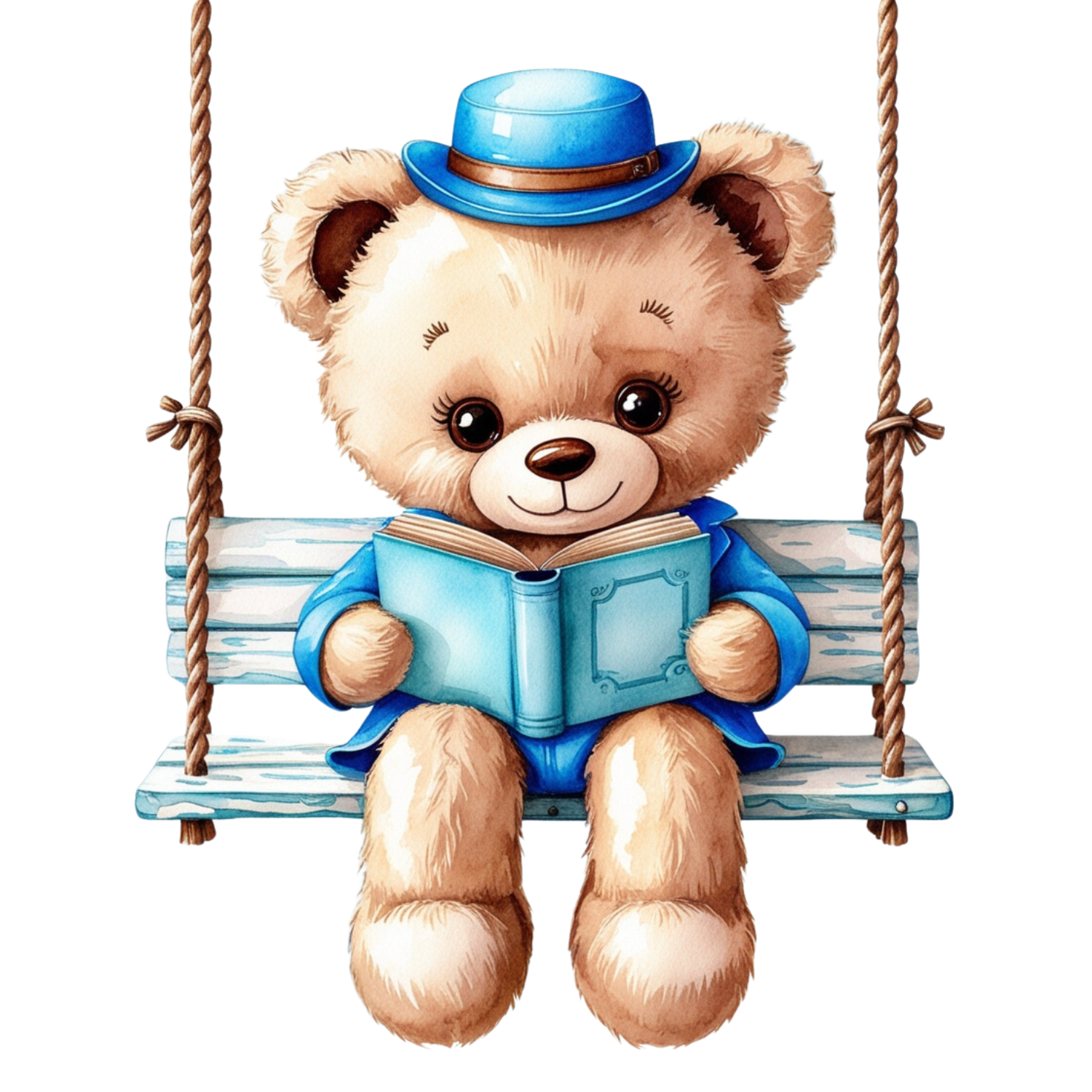 Bear Reading on a Swing
