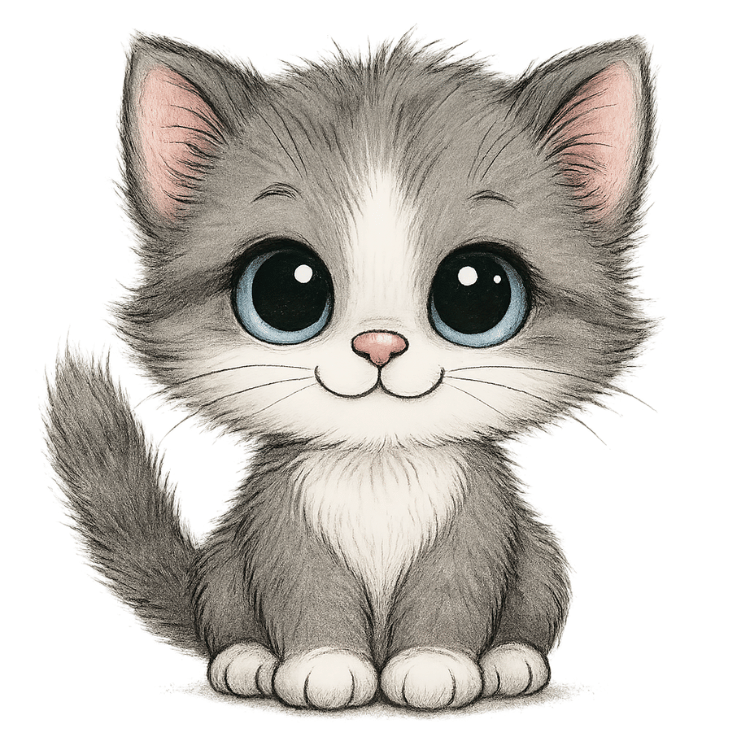 Free Cute Gray Kitten Clipart