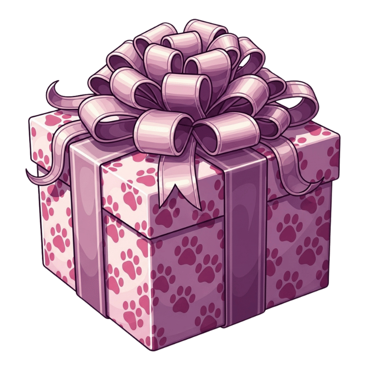 Free Cute Paw Print Gift Box Clipart