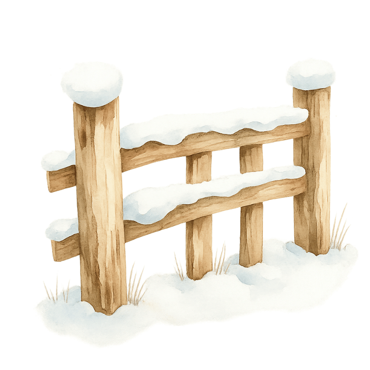 Free Winter Wooden Fence Clipart with Snow