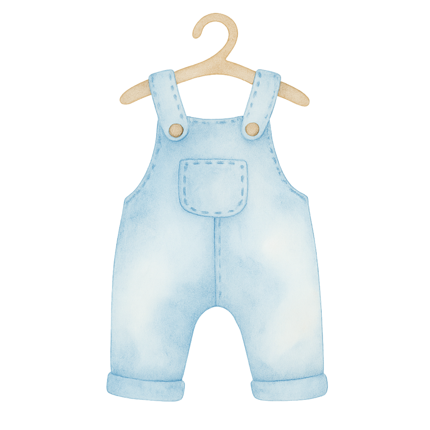 Free Watercolor Baby Overalls Clipart – Blue Denim on Hanger