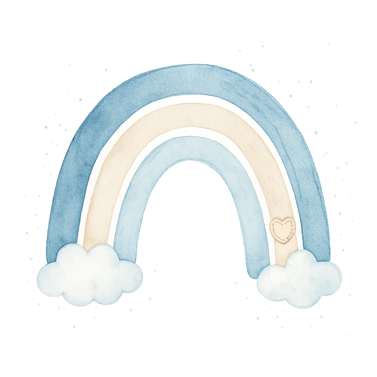 Free Watercolor Baby Rainbow Clipart – Blue & Cream with Clouds