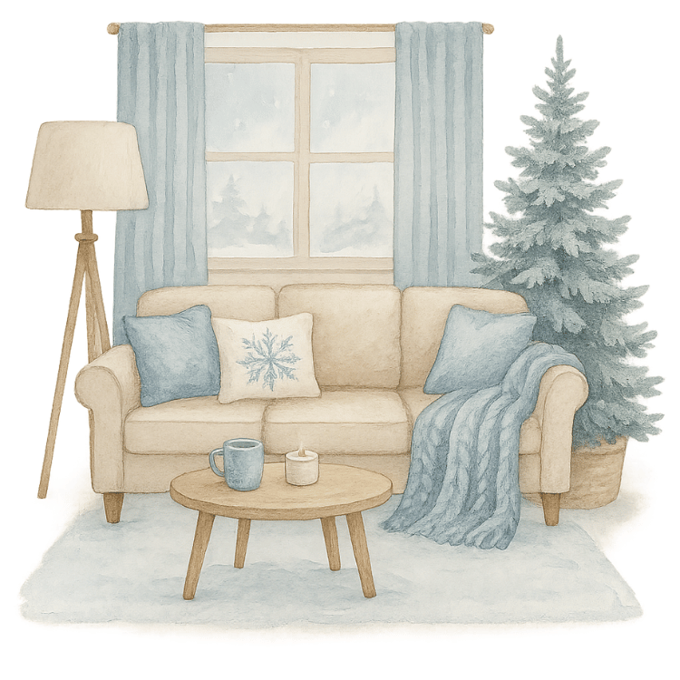 Free Cozy Winter Living Room Clipart
