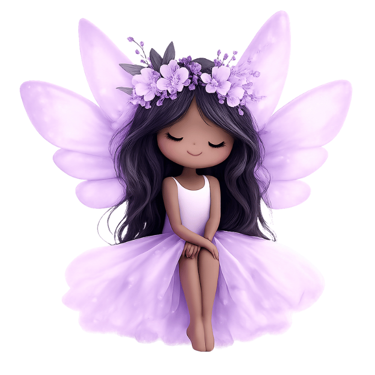 Free Dark Hair Lavender Fairy Girl Clipart