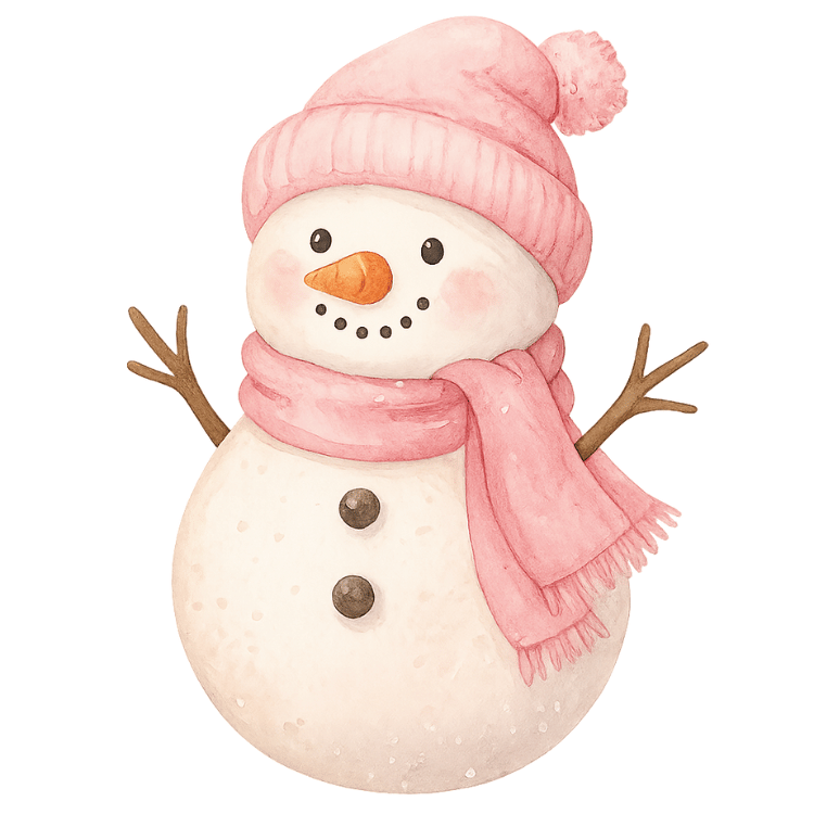 Free Pink Snowman Watercolor Clipart
