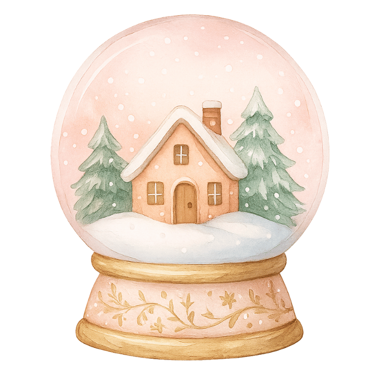 Free Pink Snow Globe Watercolor Clipart