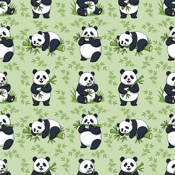Free Cute Panda Bamboo Seamless Pattern