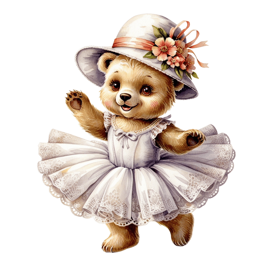 Free Vintage Teddy Bear Ballerina Clipart
