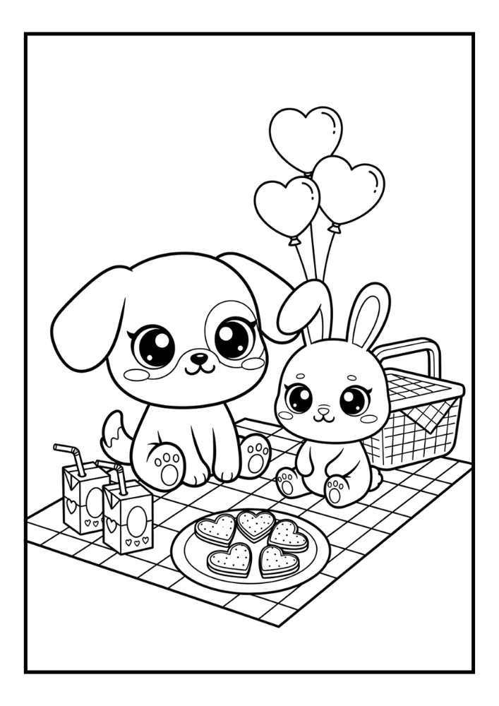 Free Cute Valentine Puppy Coloring Pages Set