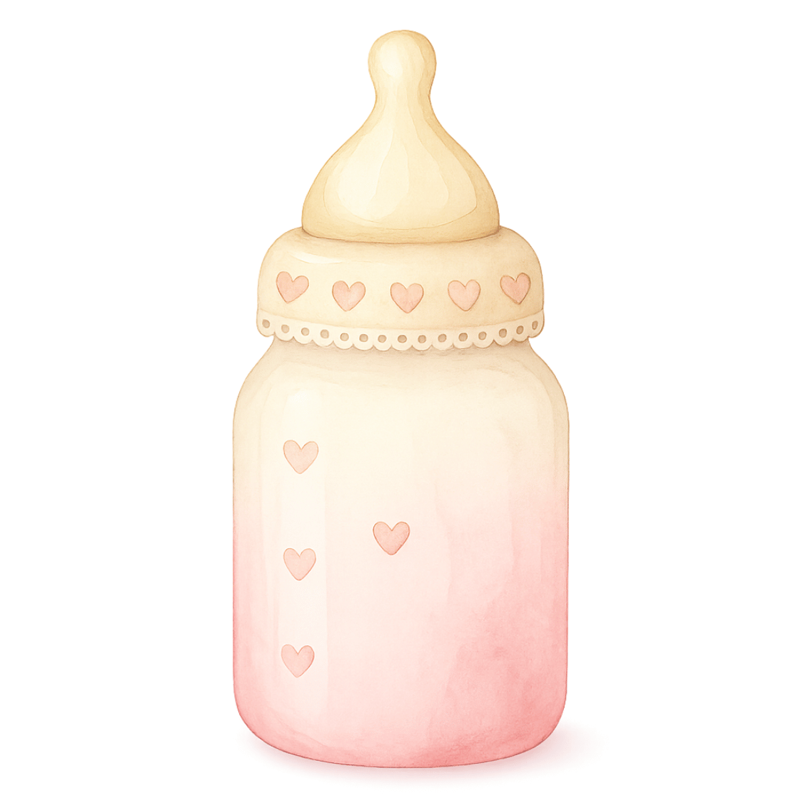 Free Baby Bottle Clipart – Pink Heart Watercolor