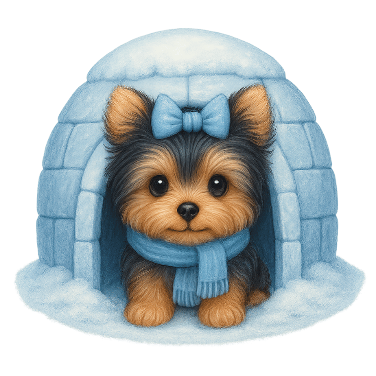 Free Cute Winter Puppy in Igloo Clipart