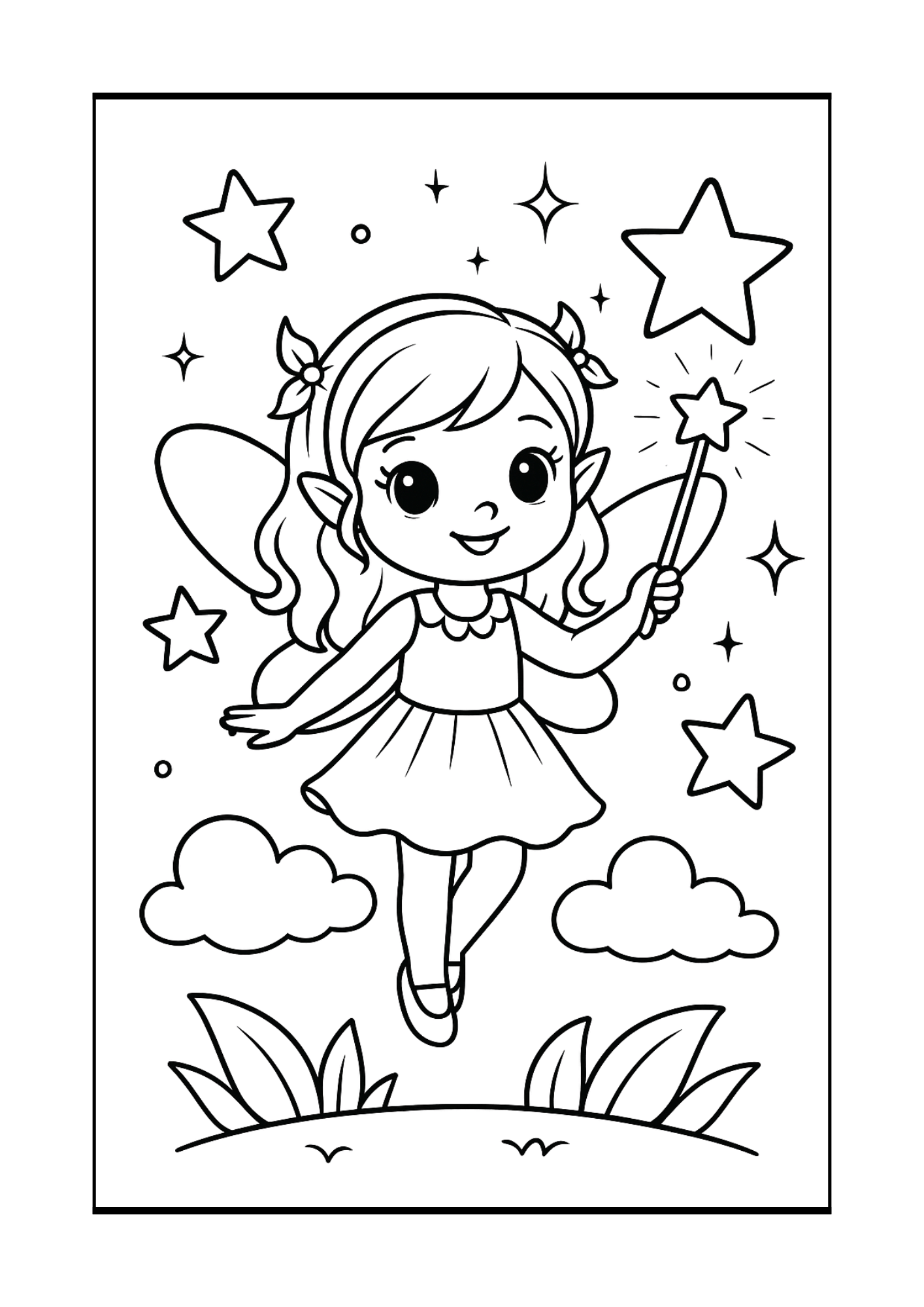Free Cute Fairy Coloring Pages Set (PDF, 300 DPI)