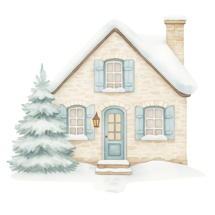 Free Winter Cottage House Clipart