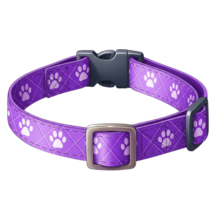 Free Purple Dog Collar Clipart with Paw Prints