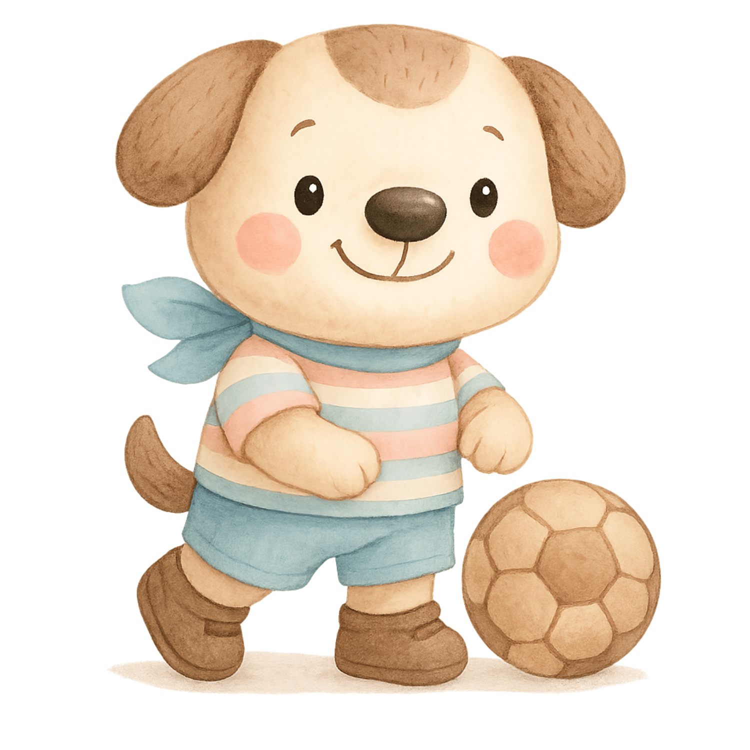 Free Cute Puppy Soccer Player Clipart with Ball (PNG, 300 DPI)