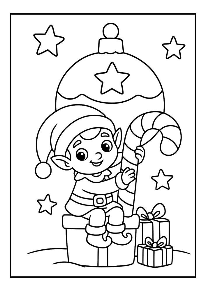 Free Christmas Elf Coloring Pages Set