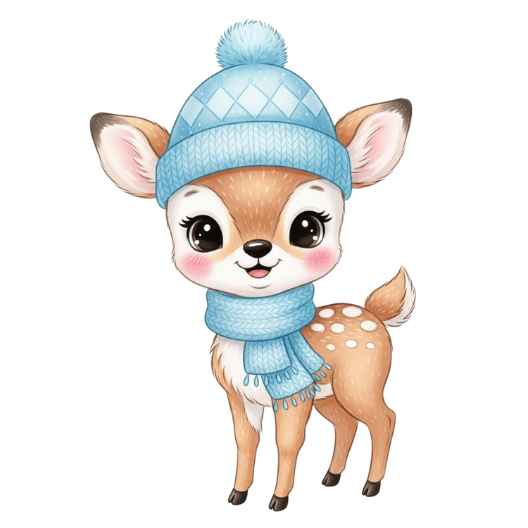 Free Cute Winter Baby Deer Clipart
